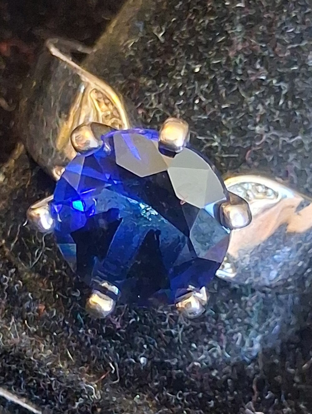 Elegant Sterling Silver Faux Blue Sapphire Ring Size 11